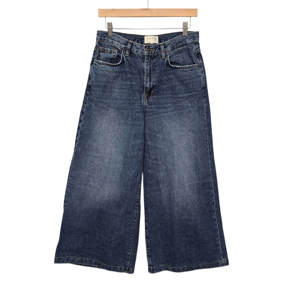 Current Elliott C/E High Rise Super Wide Leg Cropped Jeans Dark Wash Size 29